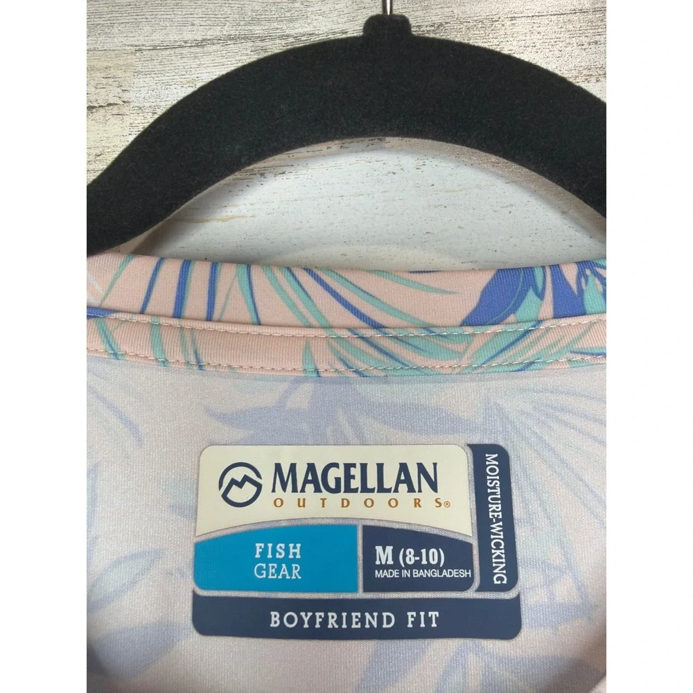 Magellan Rash Guard Girls Size M 8-10 Pink Blue Tropical Fish Gear EUC